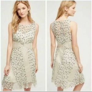 Floreat Windswept Dress by Anthropologie Petite Floral with Lace Inset A-Line